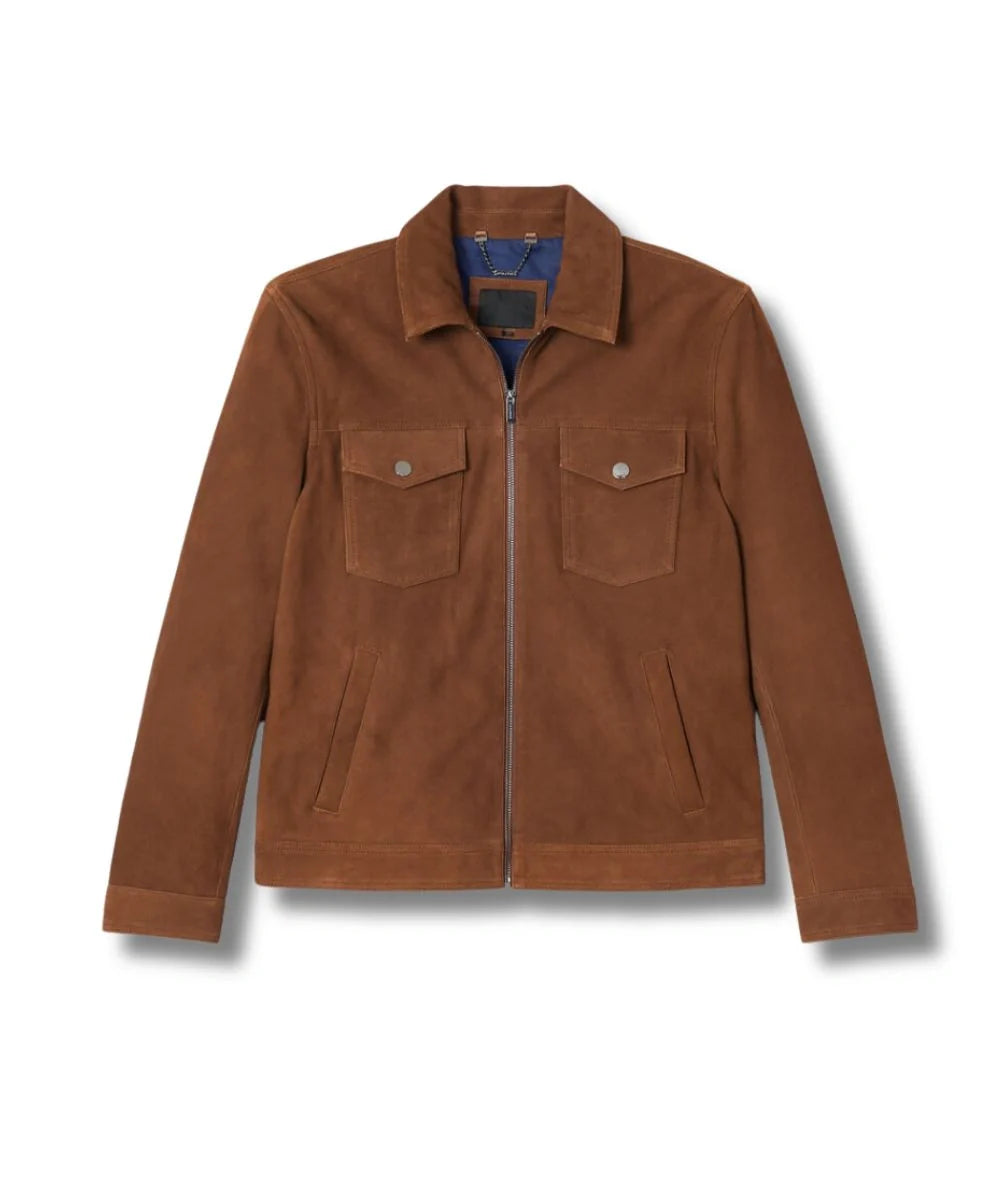 Suede Leather Jacket Tan