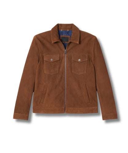 Suede Leather Jacket Tan