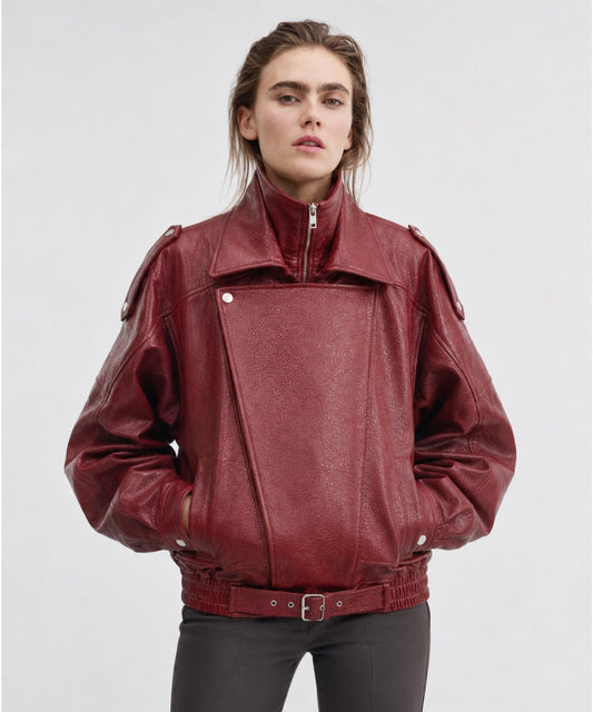 VesperOversizedFunnelNeckRedJacket