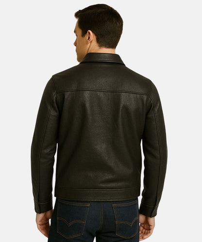 VintageBikerLeatherJacketBlack