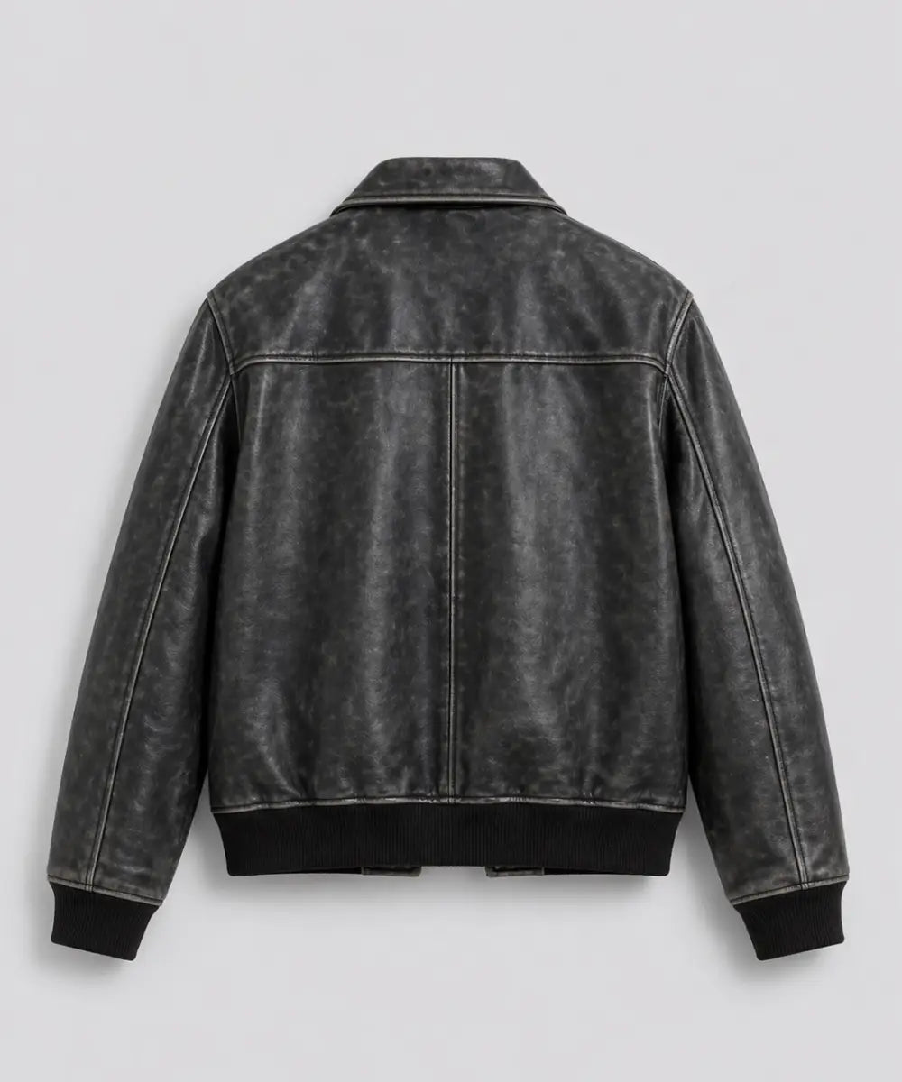 VintageEffectBlackLeatherJacket