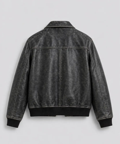 VintageEffectBlackLeatherJacket
