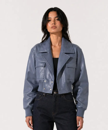 VintageLeatherCroppedBomberJacket