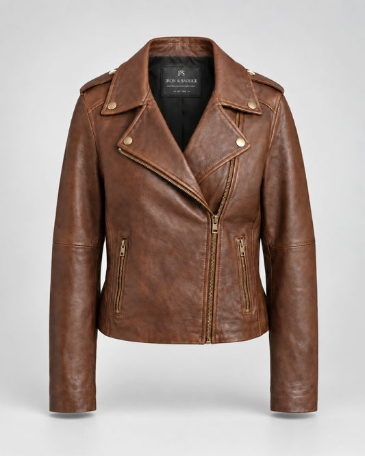 WomenClassicChocolateBrownMotoJacket