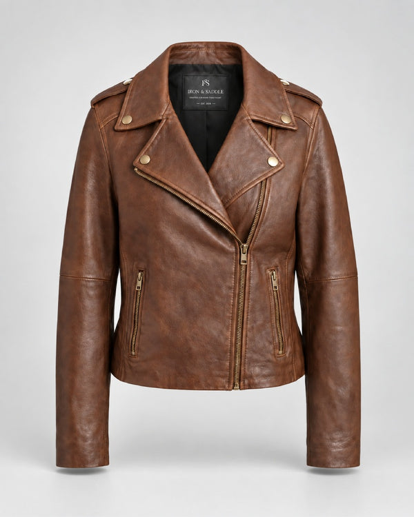 WomenClassicChocolateBrownMotoJacket