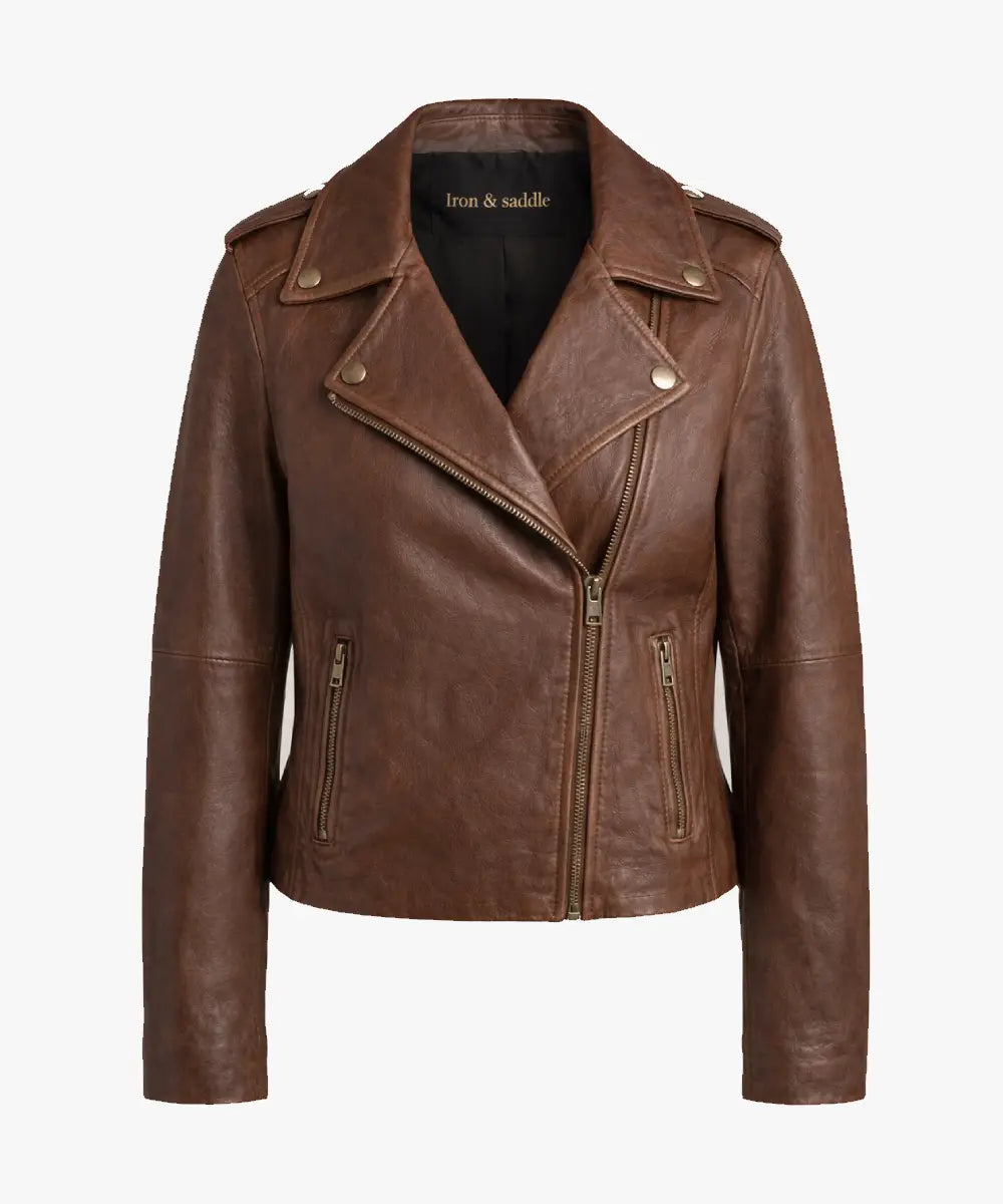 WomenClassicChocolateBrownMotoJacket