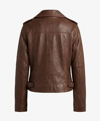 WomenClassicChocolateBrown Motorcycle Jacket