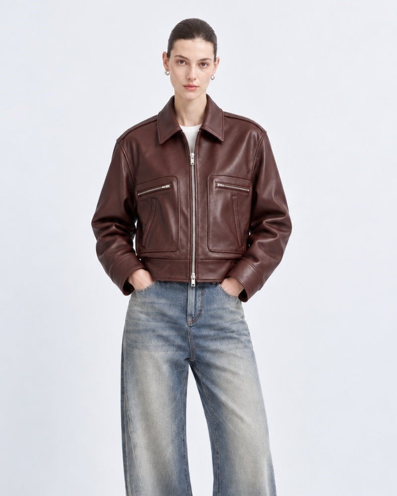 Shearling-Trimmed Leather Jacket