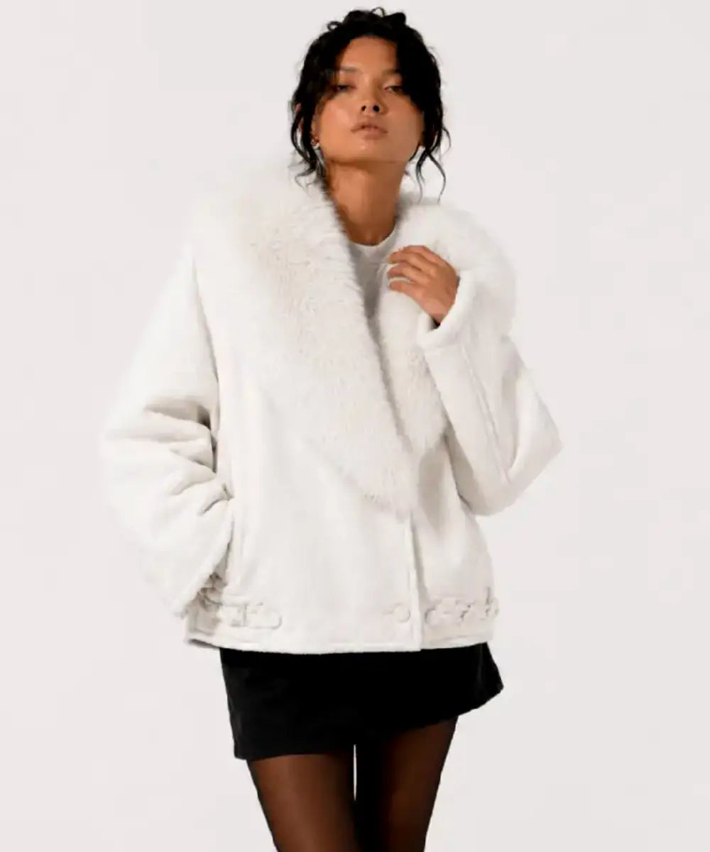 WomenCollectionSnowfallWhiteFurSuedeLeatherJacket