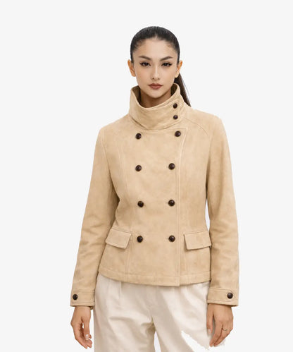 WomenFittedSuedeLeatherJacket