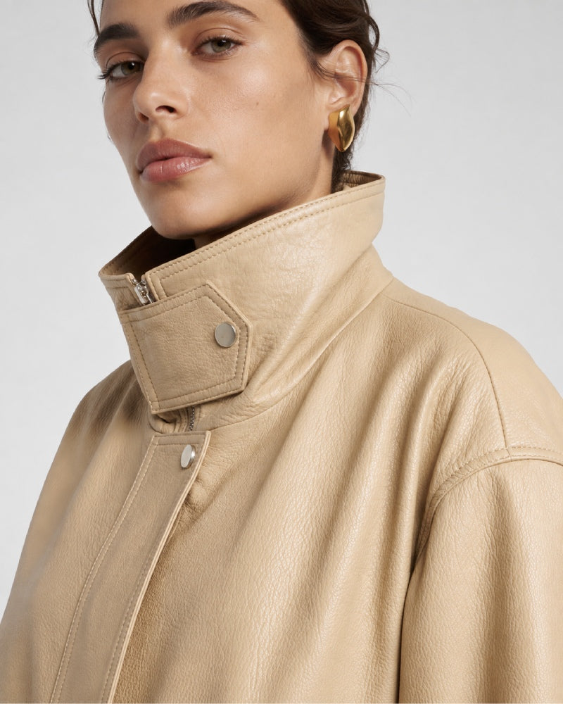 WomenPremiumBomberCroppedLeatherBlousonJacket