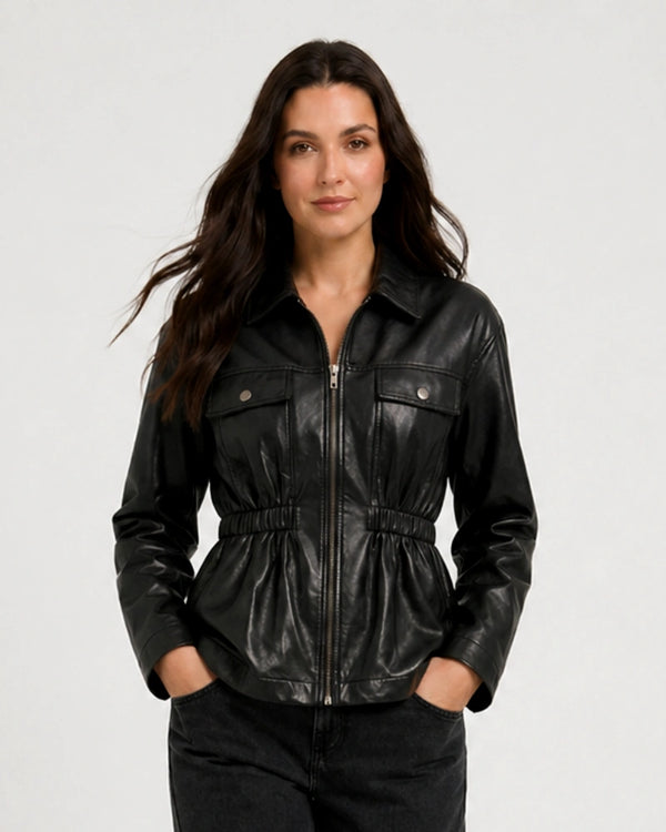 WomenBlack_Faux_Leather_Jacket_With_Elasticated_Waist