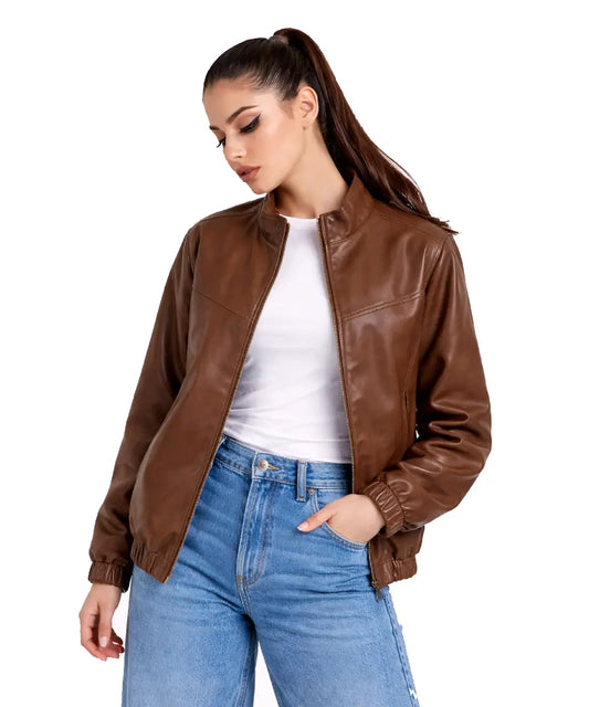 Women_Faux_Leather_Bomber_Jacket_With_High_Neck