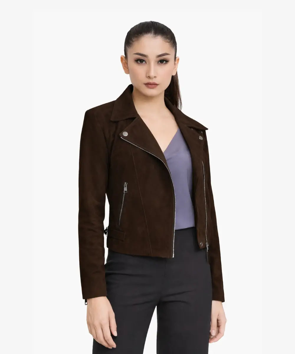 Women_Suede_Leather_Dark_Brown_Biker_Jacket