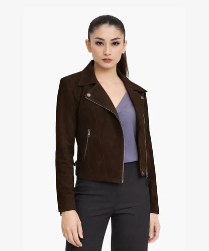 Women_Suede_Leather_Dark_Brown_Biker_Jacket