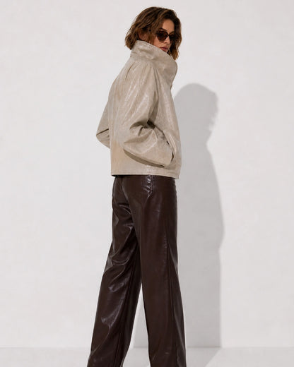Women_sBeigeFauxLeatherHighNeckJacket