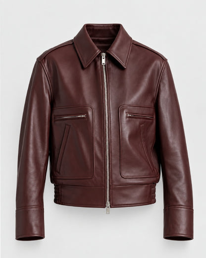 Shearling-Trimmed Leather Jacket
