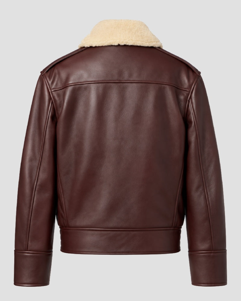 Shearling-Trimmed Leather Jacket