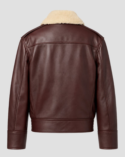 Shearling-Trimmed Leather Jacket