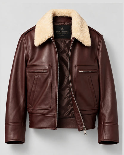 Shearling-Trimmed Leather Jacket