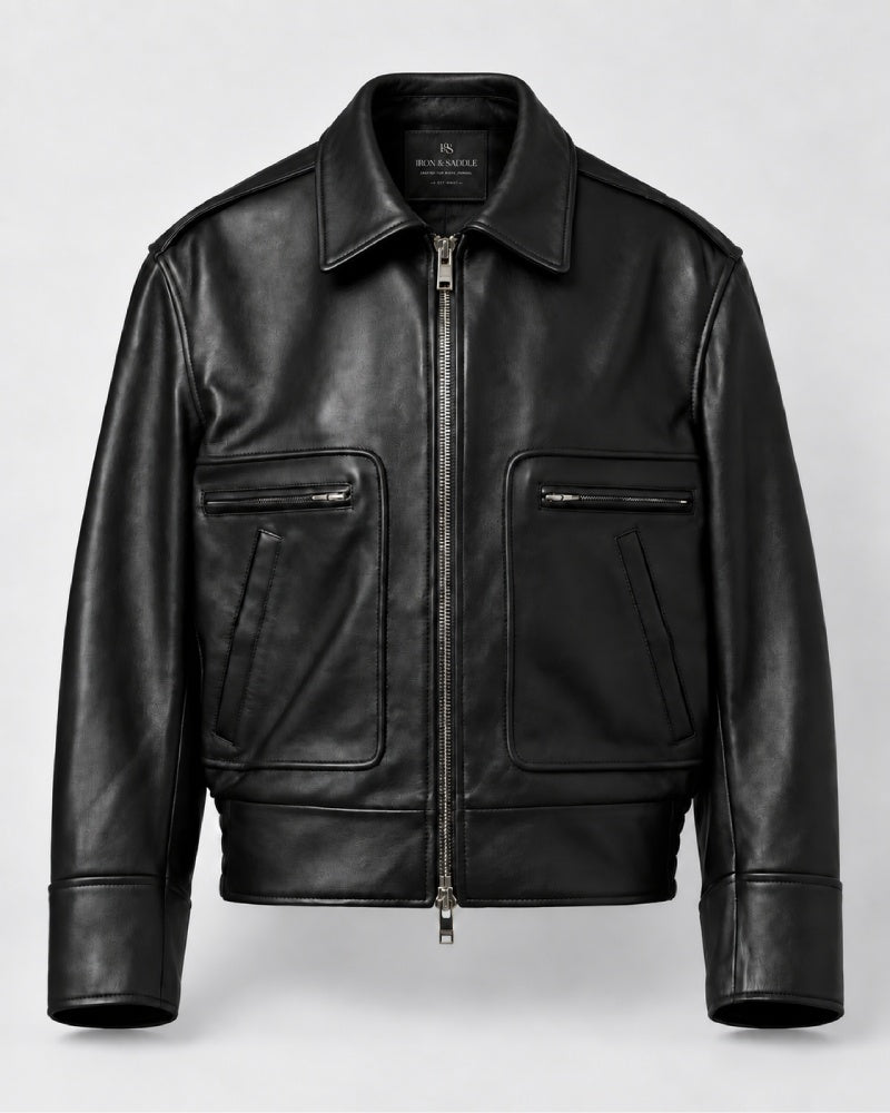 Shearling-Trimmed Leather Jacket