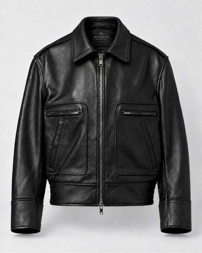 Shearling-Trimmed Leather Jacket