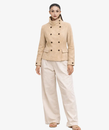 Women_sFittedBeigeSuedeLeatherJacketHighNeckDoubleBreastedFit