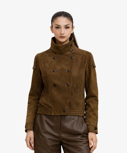 Women_sFittedBrownSuedeLeatherJacketHighNeckDoubleBreastedFit