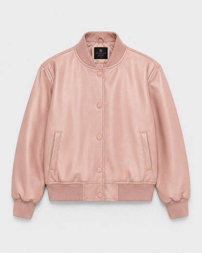 Women_sMinimalistPinkLeatherBomberJacket