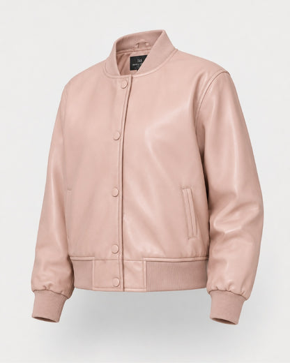 Women_sMinimalistSnap-ButtonBlushLeatherBomberVarsityJacket
