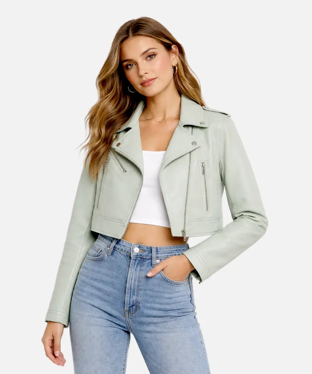 Women_sMintGreenFauxLeatherCropBikerJacket