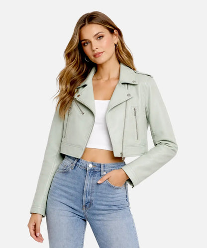 Women_sMintGreenFauxLeatherCropBikerJacket