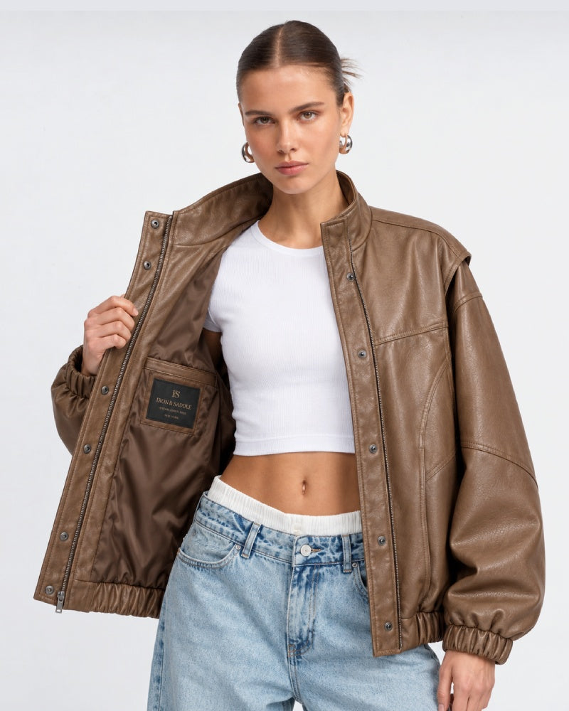Women_sOversizedFauxLeatherBomberJacketWithHighNeck