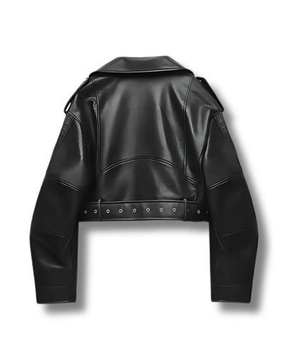 Womens Cropped Black Leather Jacket