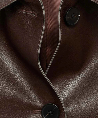 Womens Cropped Brown Leather Jacket
