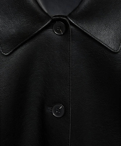 Womens Plain Leather Bomber Biker Jacket Black 