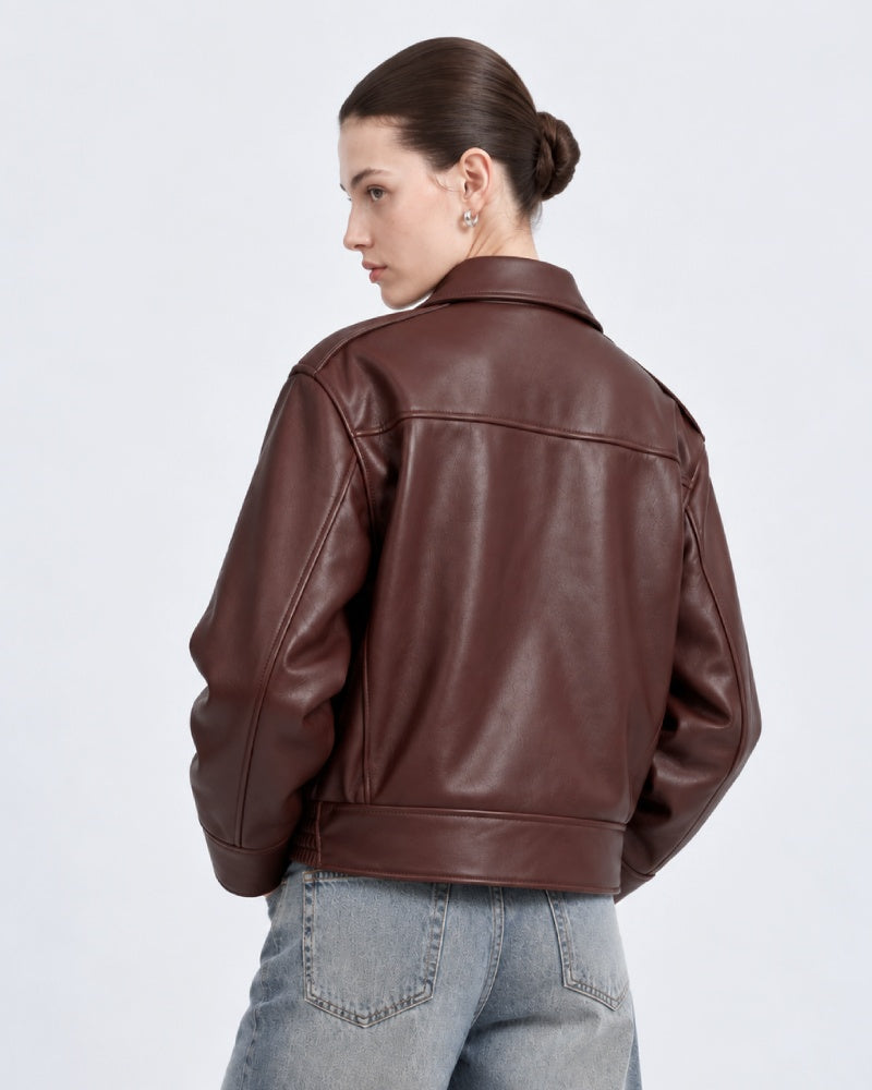 Shearling-Trimmed Leather Jacket