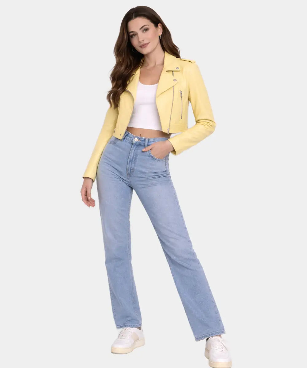 YellowLeatherCroppedJacket