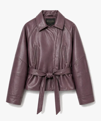 Women Faux Leather Peplum Jacket