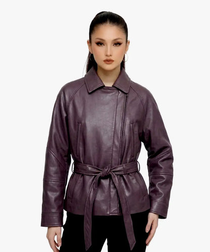 Women Faux Leather Peplum Jacket