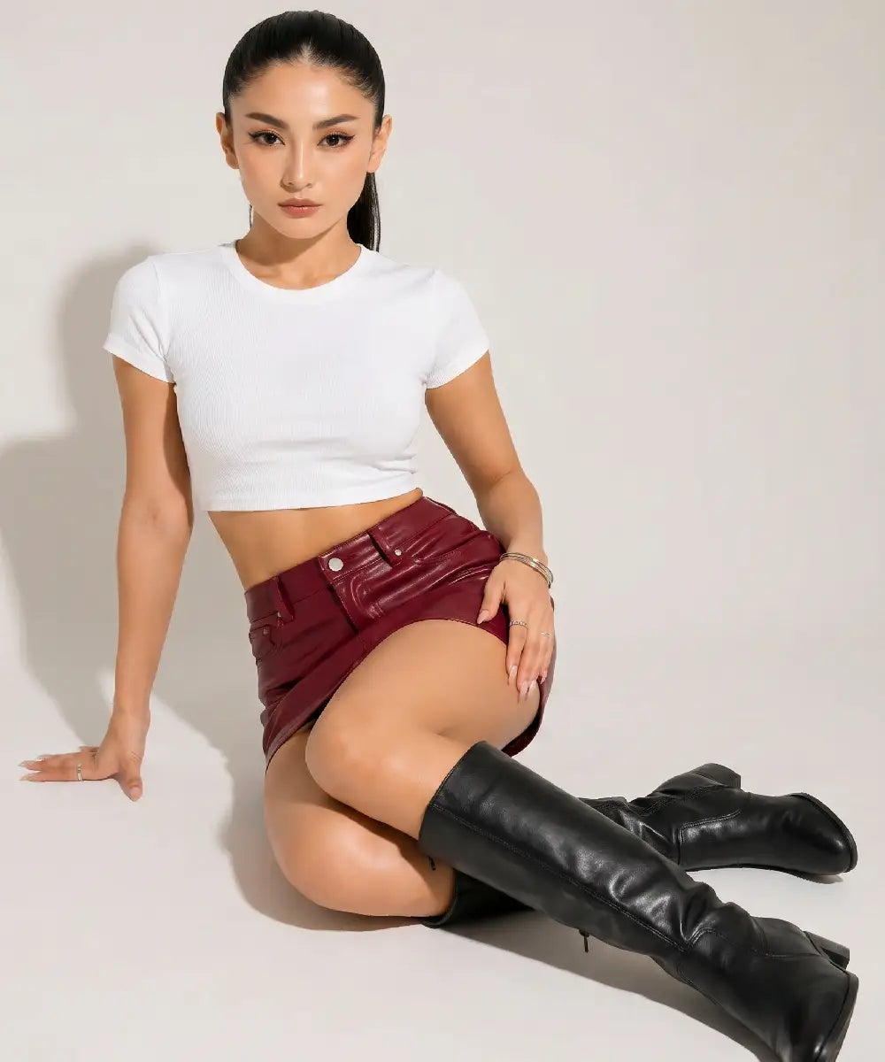 ZendayaLeatherMiniSkirt