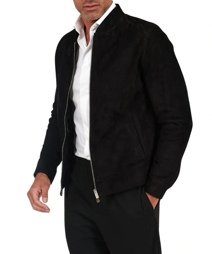 black leather suede jacket Mens