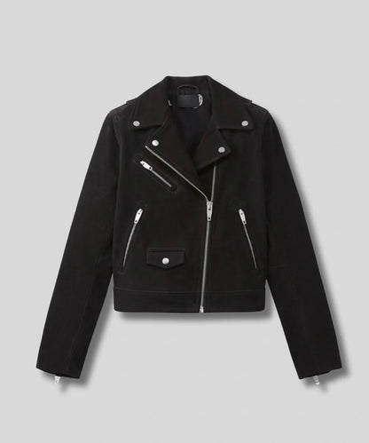 black suede biker jacket womens