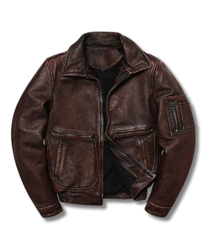 brown leather motorcycle jacket