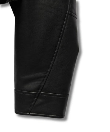 cropped black leather jacket womens
