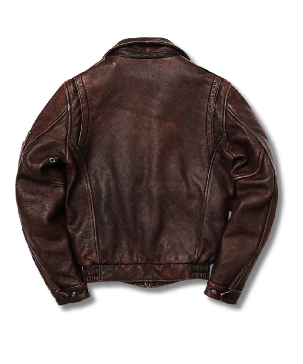 leather motorcycle jacket brown