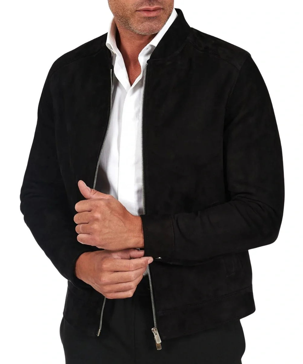 mens Suede Black Leather Jacket