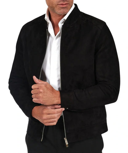mens Suede Black Leather Jacket