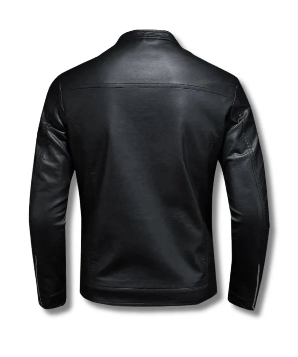 mens plain blackl leather jacket