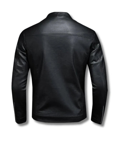 mens plain blackl leather jacket